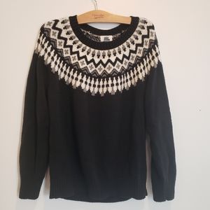 Old Navy Fair Isle Sweater Size XL Black White